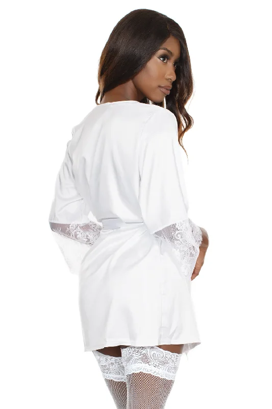 women's pajamas for a good night's sleepCoquette 7142 Satin Robe With Eyelash Lace Sleeves