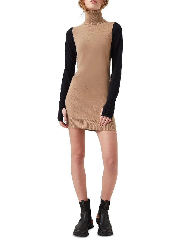 Women's Notched Collar SweatersMillia Womens Wool Blend Colorblock Sweaterdress