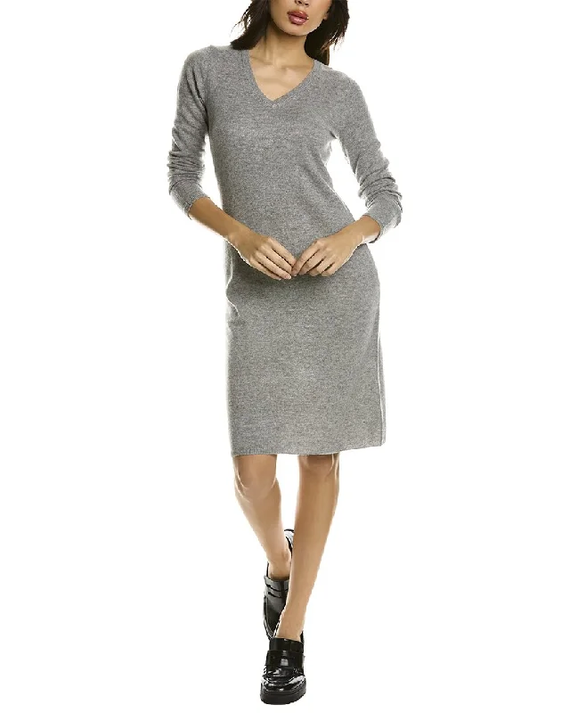 Women's Slovak Wool Sweaterssofiacashmere V-Neck Cashmere Sweaterdress