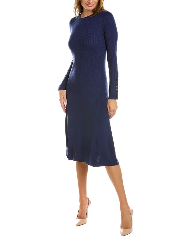 Women's Sequined SweatersSt. John Rib Knit Wool-Blend Sweaterdress