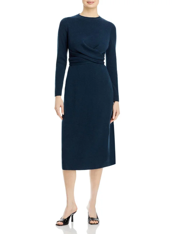 Women's Square Collar SweatersWomens Cashmere Wrap Front Sweaterdress