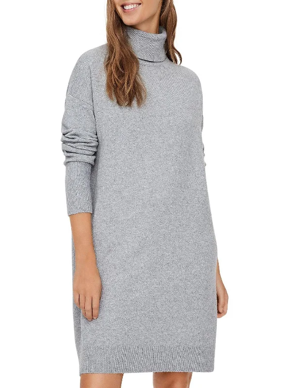 Women's Mandarin Collar SweatersWomens Heathered Turtle Neck Sweaterdress