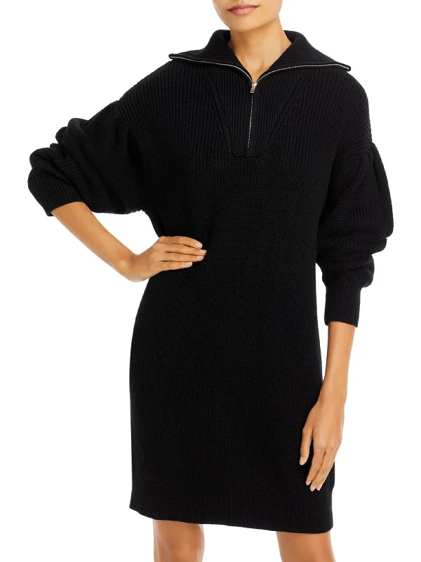 Women's Rounded Collar SweatersWomens Knit Cozy Sweaterdress