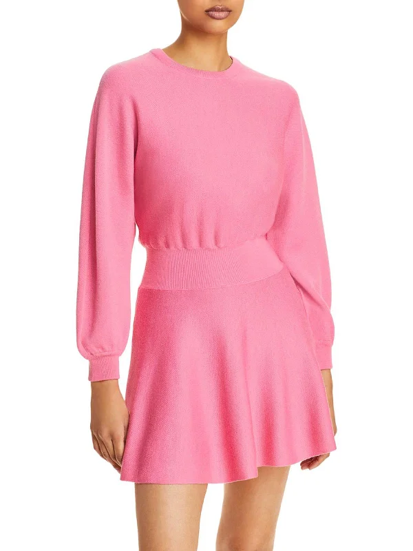 Women's V-Shaped Hem SweatersWomens Knit Crewneck Sweaterdress