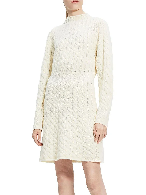 Women's Ruffled SweatersWomens Wool Blend Sculpted Sweaterdress