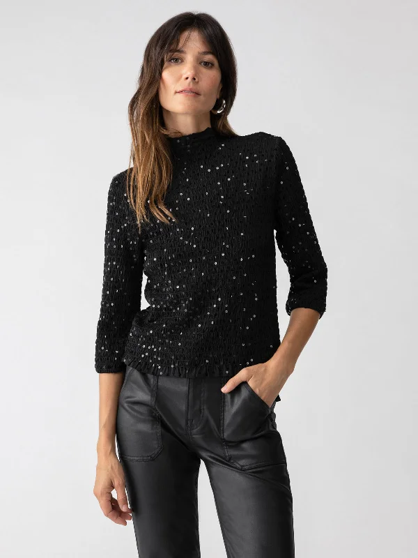 Women's Blouse with Lapel CollarAlmost Holiday Blouse Black