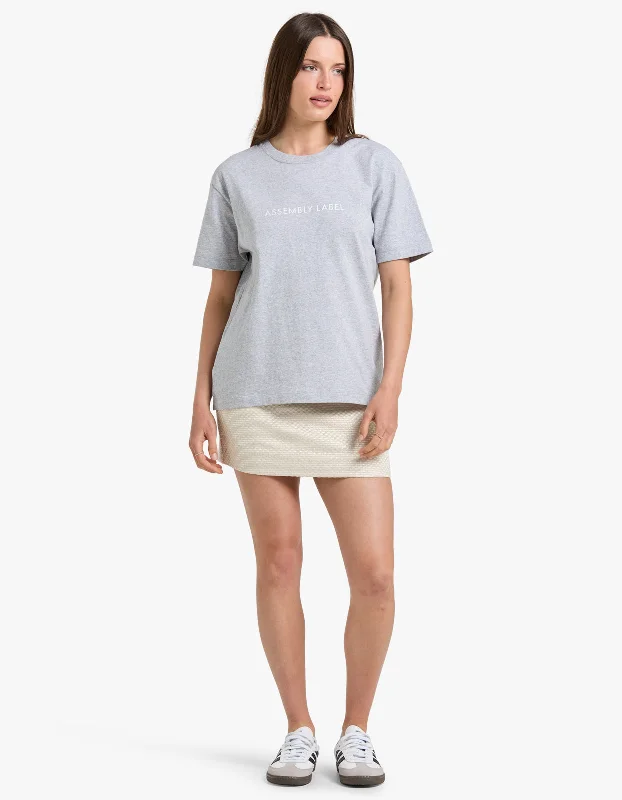 Women's Blouse with Boat CollarEveryday Organic Logo Tee - Grey Marle/ White