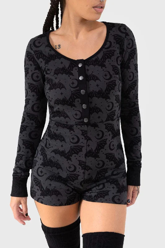 Women's Blouse with High CollarCosmic Bat Playsuit