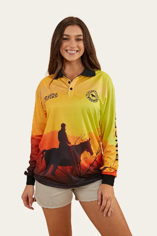 Women's Blouse with Rounded CollarLong Days Unisex Fishing Jersey - Yellow