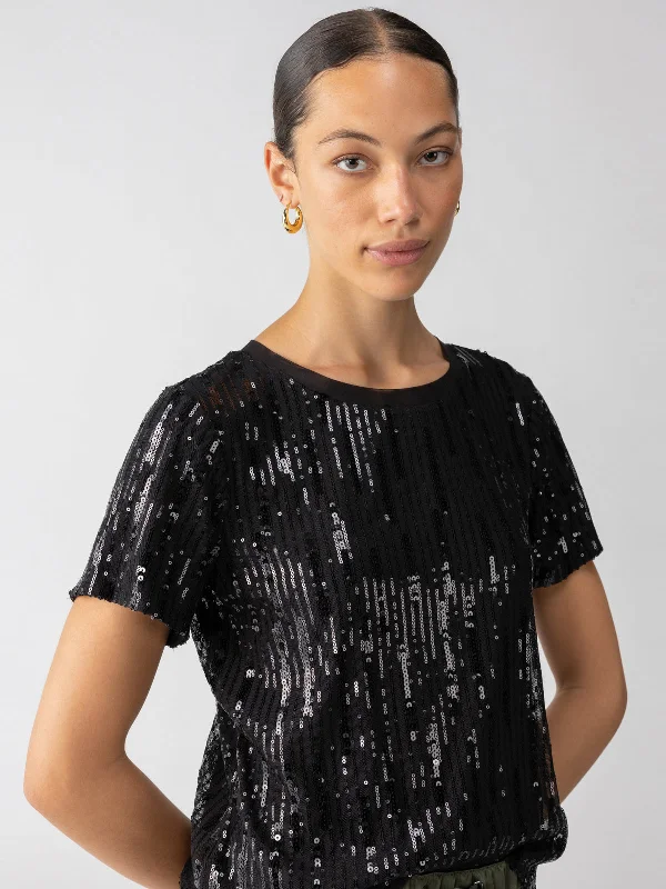 Women's Blouse with Shawl CollarSequin Perfect Tee Black