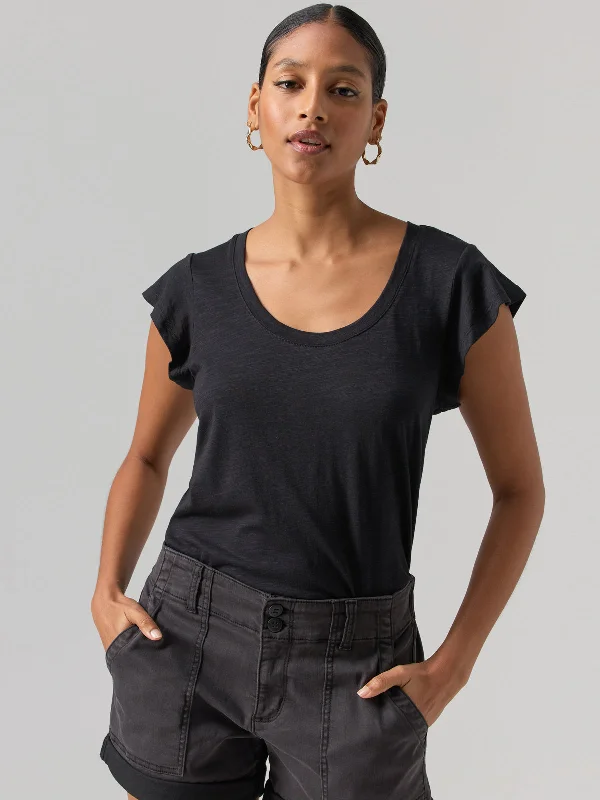 Women's Blouse with Low CollarWest Side Tee Black