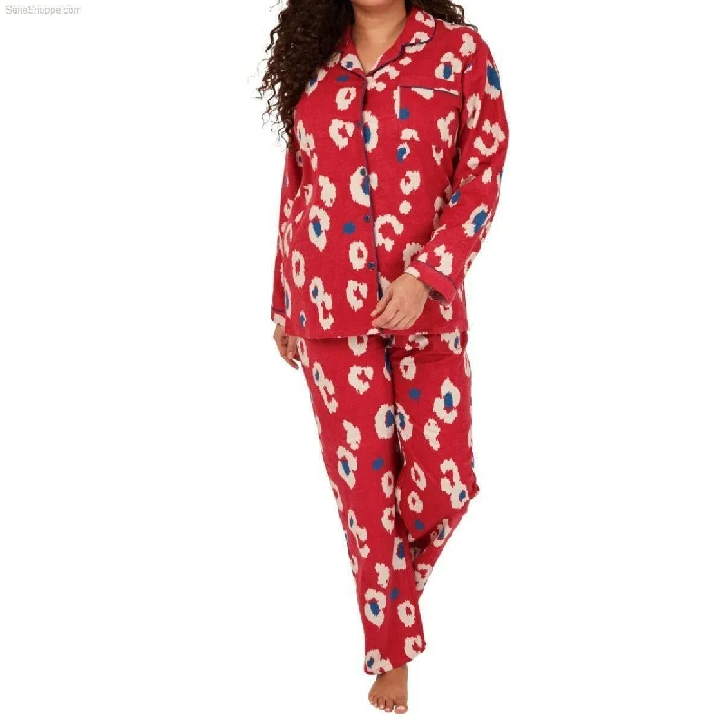 women's pajamas with a fitted designWomen's Brushed Cotton Long Sleeve Wincey Pyjama Set Loungewear