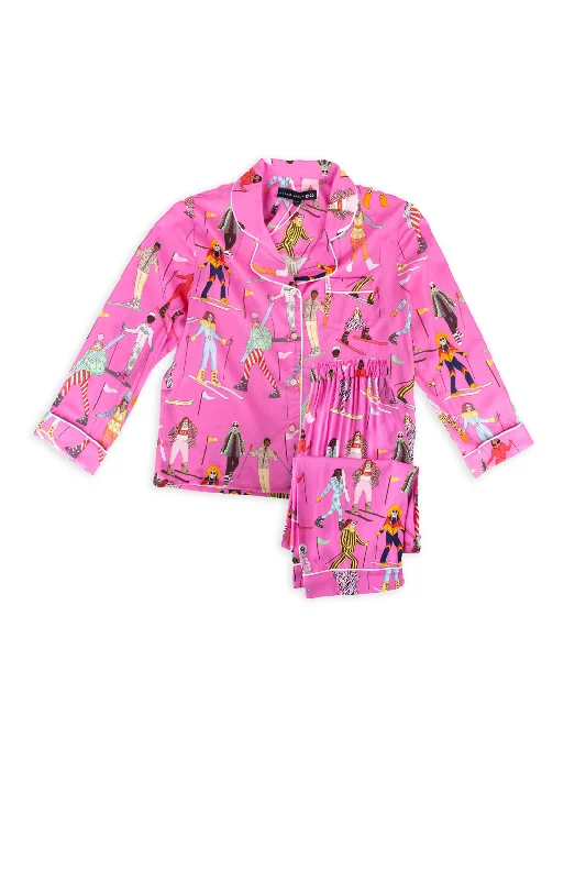 women's pajamas with drawstring waistAprés Ski Pink Kids Pyjama Set