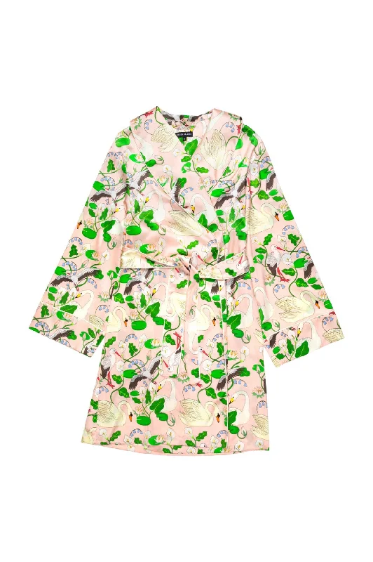 women's pajamas featuring animal printsBotanical Gardens Short Silk Robe