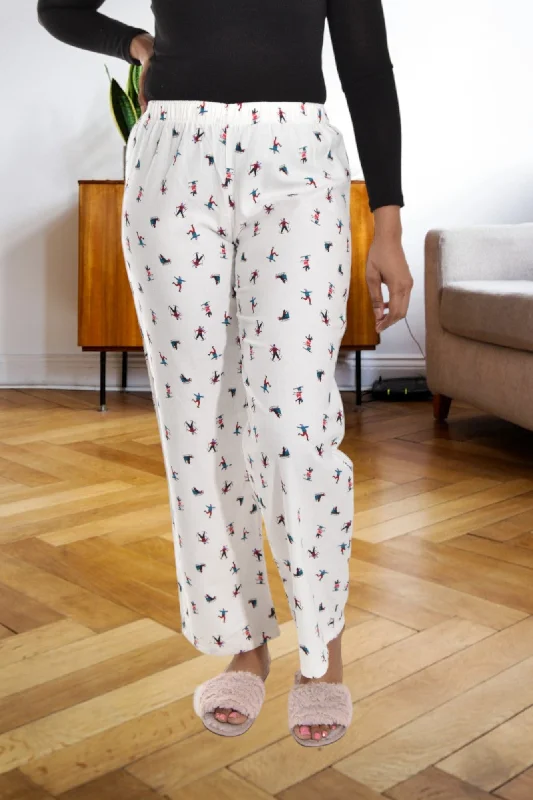 women's pajamas made from organic cottonWhite Printed Pj Sleep Pants