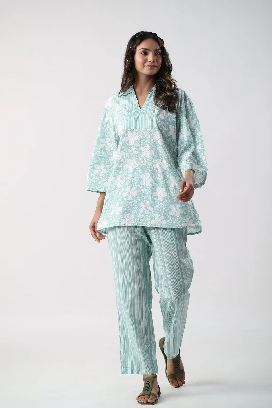 women's pajamas in pastel colorsLily Grace Cotton Loungewear Top Set