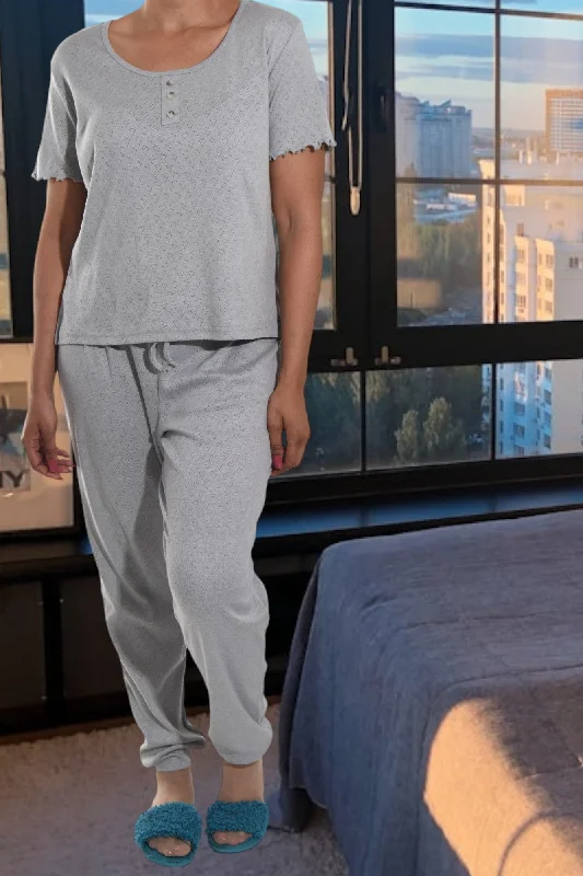 women's pajamas for those who cherish their bedtime routinesGrey Short Sleeve Pj Set