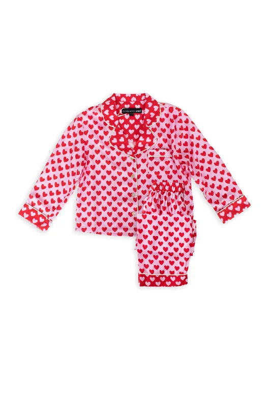 women's pajamas in bold patternsPink Hearts Kids Pyjama Set