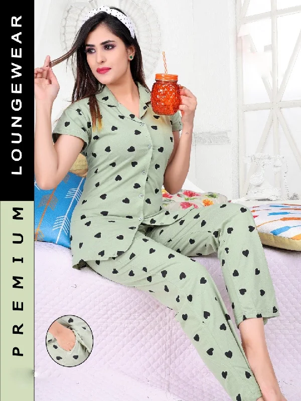 women's pajamas for those who appreciate soft, breathable fabricsWomen's Stylish Cotton Printed Nigh suit Pajama Set